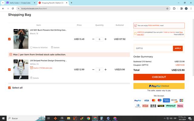 LovelyWholesale checkout page showing LovelyWholesale promo code box | Screenshot taken by SimplyCodes community member on Jan 19, 2024