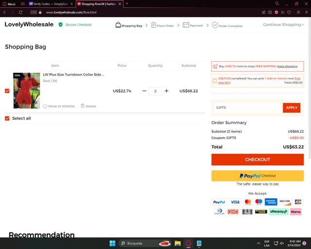 LovelyWholesale checkout page showing LovelyWholesale promo code box | Screenshot taken by SimplyCodes community member on Mar 14, 2024