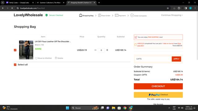 LovelyWholesale checkout page showing LovelyWholesale promo code box | Screenshot taken by SimplyCodes community member on Jan 21, 2024