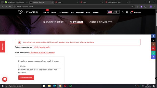 LoveNestle checkout page showing LoveNestle coupon code box | Screenshot taken by SimplyCodes community member on Mar 29, 2025
