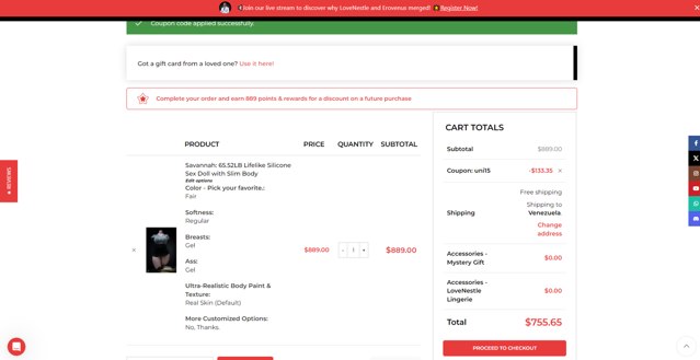 LoveNestle checkout page showing LoveNestle coupon code box | Screenshot taken by SimplyCodes community member on Feb 23, 2025