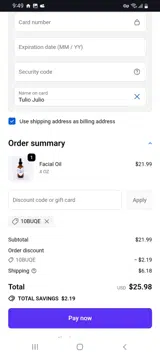 10BUQE coupon verification screenshot