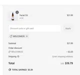 WELCOME20 coupon verification screenshot