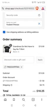FREESHIPPING coupon verification screenshot