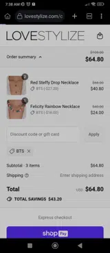 BTS coupon verification screenshot
