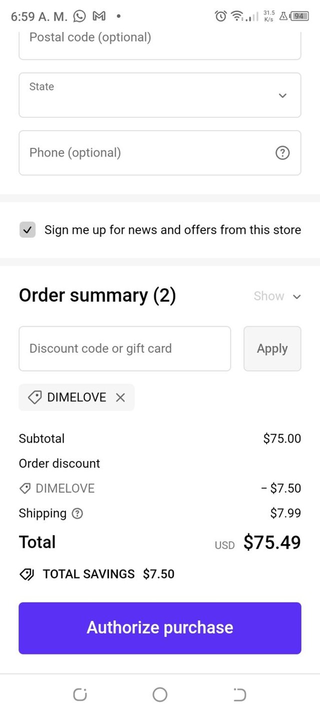 Love, Vera checkout page showing Love, Vera discount code box | Screenshot taken by SimplyCodes community member on Jul 21, 2024
