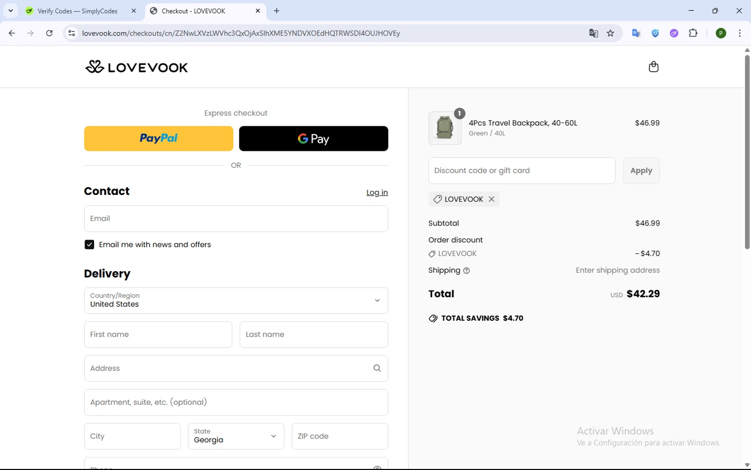 LOVEVOOK promo code screenshot showing code LOVEVOOK applied at LOVEVOOK checkout page. Uploaded by SimplyCodes community member WonderWarden4709 on Jun 16, 2025