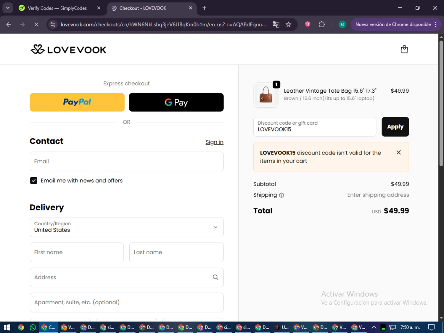 LOVEVOOK promo code screenshot showing code LOVEVOOK15 applied at LOVEVOOK checkout page. Uploaded by SimplyCodes community member PennyFinder5759 on Dec 13, 2025