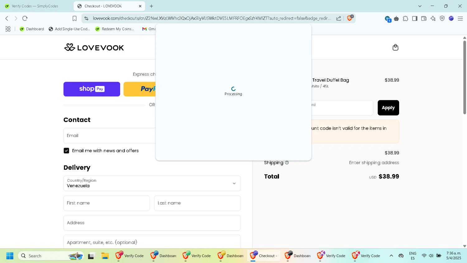 LOVEVOOK promo code screenshot showing code LOVEVOOK15 applied at LOVEVOOK checkout page. Uploaded by SimplyCodes community member WiseMaven8994 on Apr 5, 2025