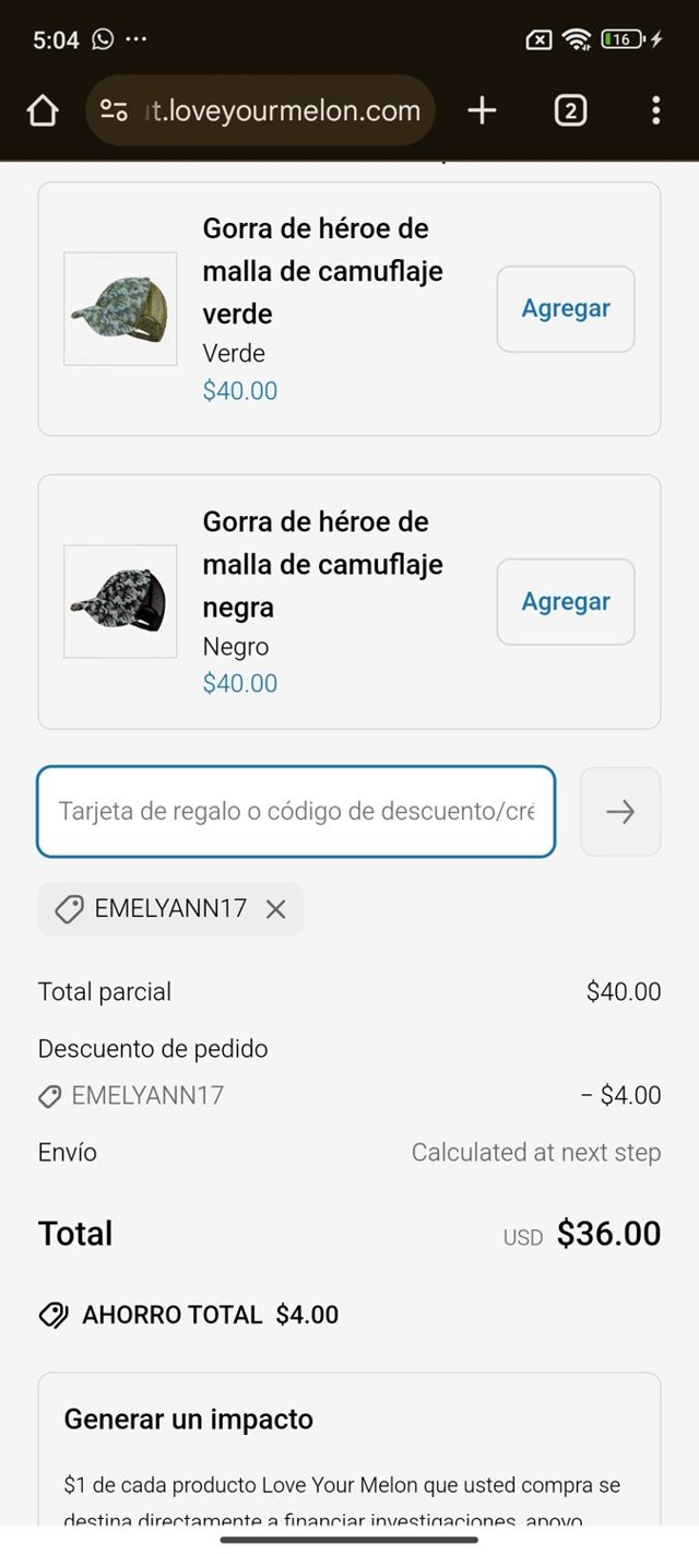 Love Your Melon checkout page showing Love Your Melon discount code box | Screenshot taken by SimplyCodes community member on Mar 31, 2025