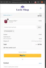 Lovle25Shop coupon verification screenshot