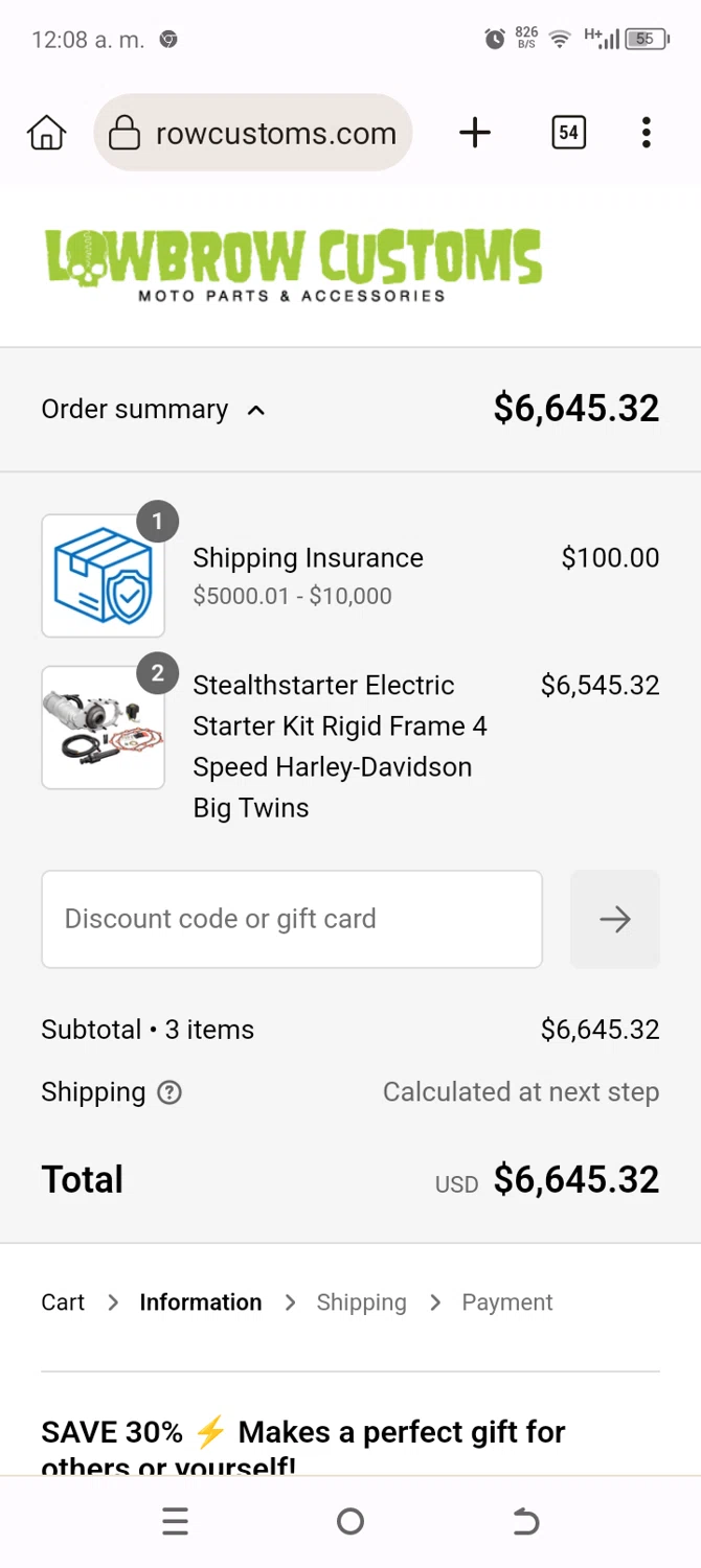 Lowbrow Customs discount code screenshot showing code MX3A2KY applied at Lowbrow Customs checkout page. Uploaded by SimplyCodes community member Typer19 on Jan 1, 2025