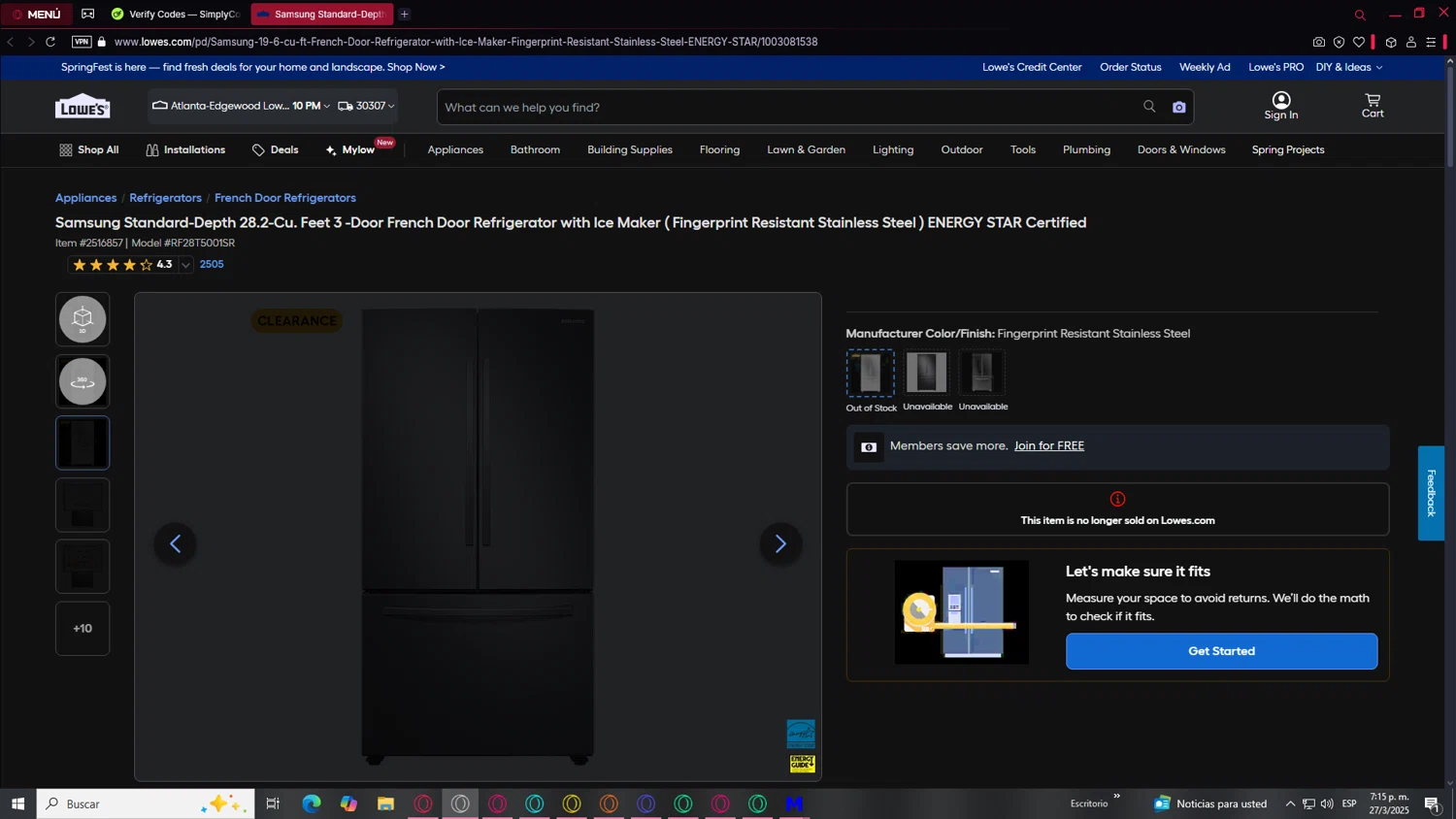 Lowe's promo code screenshot showing code 470000000012459 applied at Lowe's checkout page. Uploaded by SimplyCodes community member RebateAce8829 on Mar 27, 2025