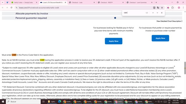 Lowe's checkout page showing Lowe's promo code box | Screenshot taken by SimplyCodes community member on Mar 24, 2025