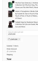 Lowplex Bookstore coupon verification screenshot