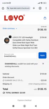 DIAMONDHALL coupon verification screenshot