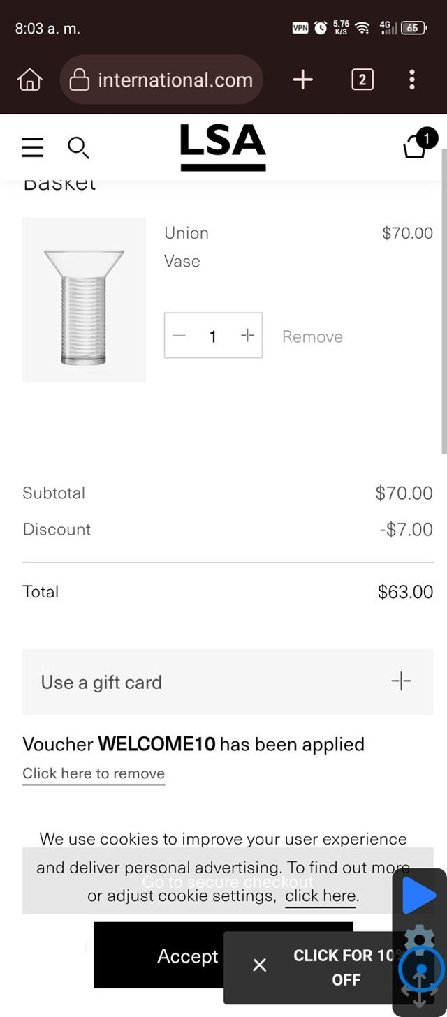 LSA International checkout page showing LSA International promo code box | Screenshot taken by SimplyCodes community member on May 30, 2025
