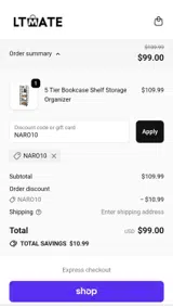 LTMATE coupon verification screenshot