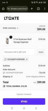 LTMATE coupon verification screenshot