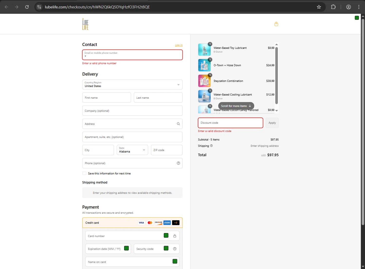 Lubelife promo code screenshot showing code TRY4FREE applied at Lubelife checkout page. Uploaded by SimplyCodes community member Scrooge on Aug 31, 2025