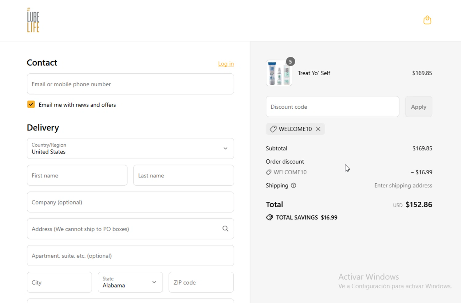 Lubelife promo code screenshot showing code WELCOME10 applied at Lubelife checkout page. Uploaded by SimplyCodes community member VictoriousElite9587 on Jul 14, 2025