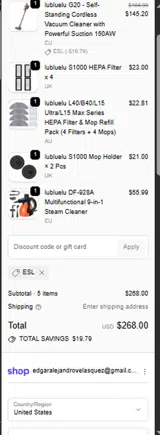 ESL coupon verification screenshot
