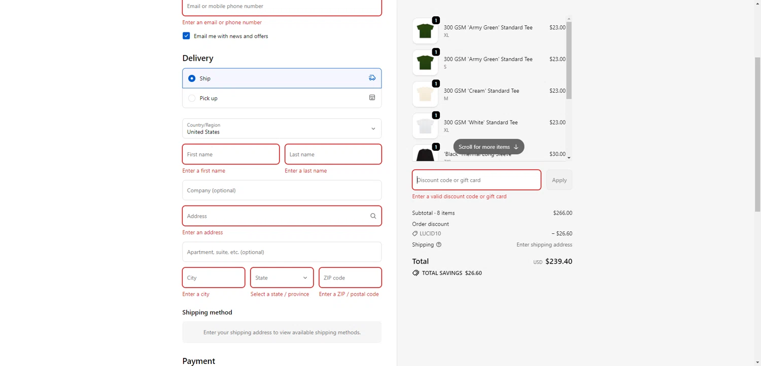 LucidBlanks discount code screenshot showing code Lucid15OFF applied at LucidBlanks checkout page. Uploaded by SimplyCodes community member NobleMaestro6498 on Feb 18, 2026