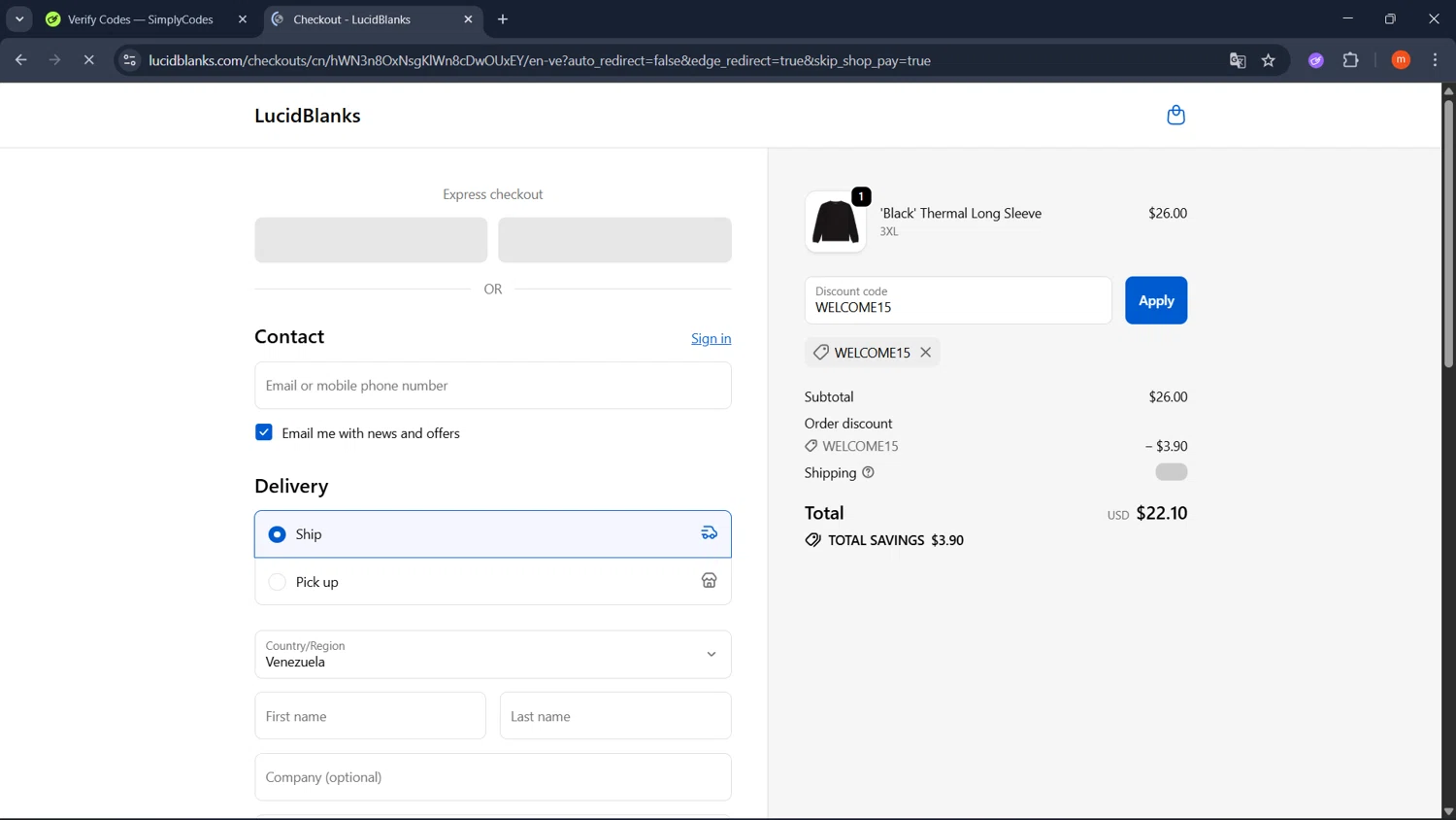 LucidBlanks checkout page showing LucidBlanks discount code box | Screenshot taken by SimplyCodes community member on Oct 6, 2025