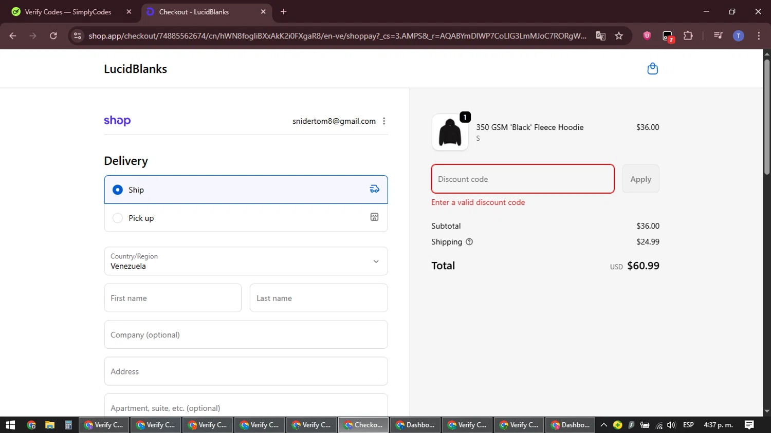 LucidBlanks discount code screenshot showing code WELCOME15 applied at LucidBlanks checkout page. Uploaded by SimplyCodes community member snidertom8 on Feb 11, 2026