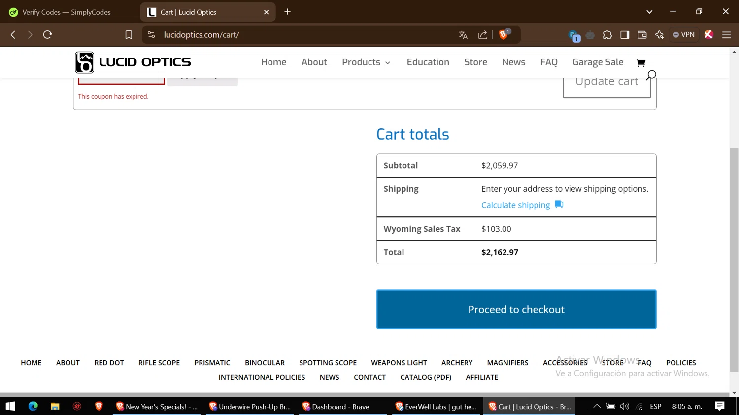 Lucid Optics promo code screenshot showing code CYBER40 applied at Lucid Optics checkout page. Uploaded by SimplyCodes community member ThriftyGenius6699 on Jan 17, 2025
