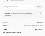 BIGSAVE coupon verification screenshot