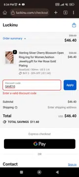 SAVE10 coupon verification screenshot