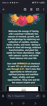 Luck Shop coupon verification screenshot