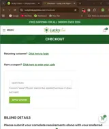 Lucky Link Peptides coupon verification screenshot