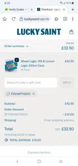 FISHWITHSI10 coupon verification screenshot