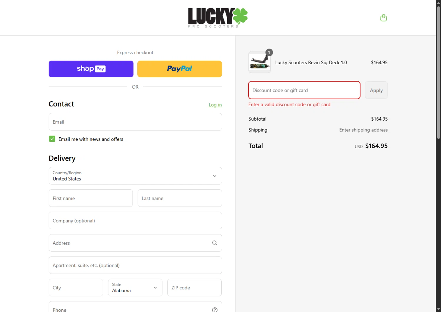 Lucky Scooters promo code screenshot showing code LUCKYDAY2024 applied at Lucky Scooters checkout page. Uploaded by SimplyCodes community member Leannysv7lla on Aug 11, 2025