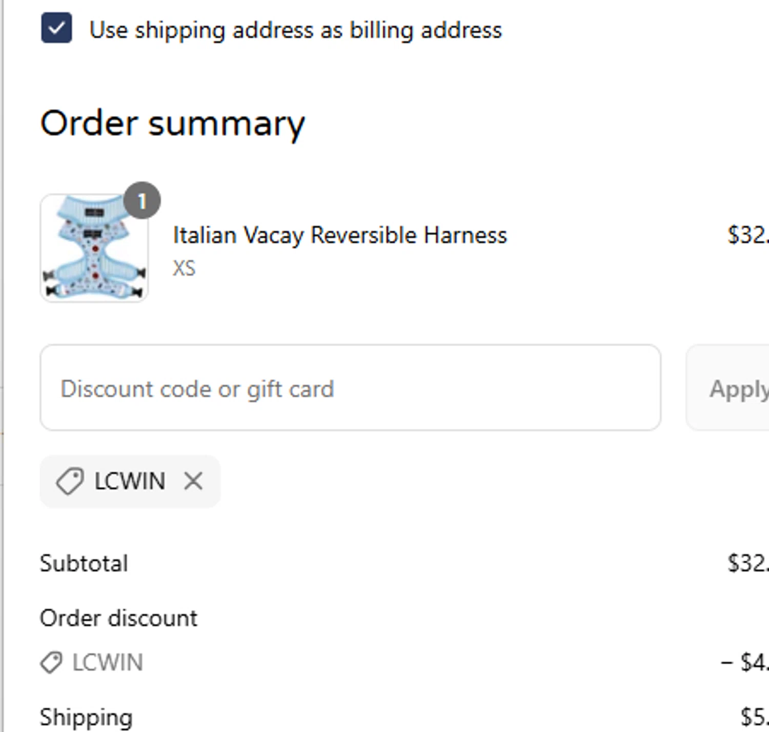 Lucy & Co. promo code screenshot showing code LCWIN applied at Lucy & Co. checkout page. Uploaded by SimplyCodes community member Charly2607 on May 19, 2025