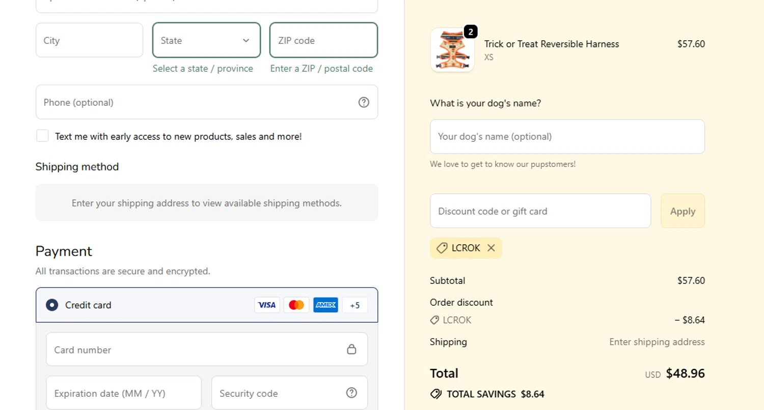 Lucy & Co. promo code screenshot showing code LCROK applied at Lucy & Co. checkout page. Uploaded by SimplyCodes community member yeresojperez on Sep 23, 2025