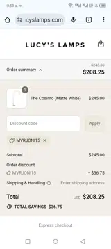 MVRJONI15 coupon verification screenshot