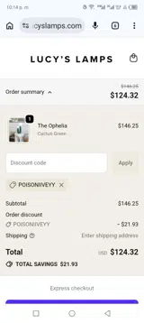 POISONIIVEYY coupon verification screenshot