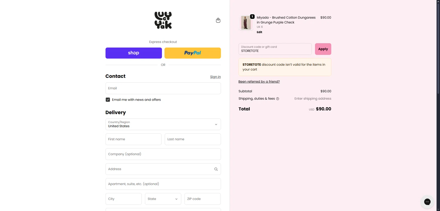 Lucy & Yak discount code screenshot showing code STORETOTE applied at Lucy & Yak checkout page. Uploaded by SimplyCodes community member Dorothy on Sep 23, 2025
