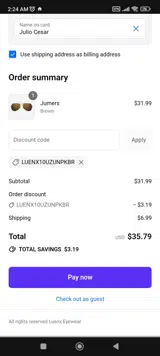 luenx10UZUnpKbR coupon verification screenshot