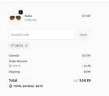 GET15 coupon verification screenshot