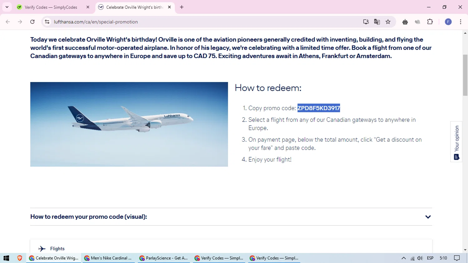 how to use Lufthansa coupons