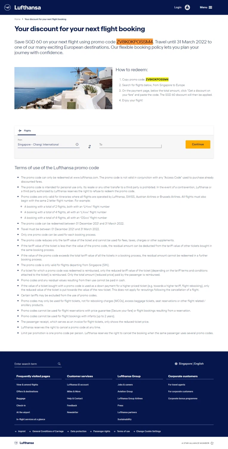 Lufthansa DE checkout page showing Lufthansa DE promo code box | Screenshot taken by SimplyCodes community member on Jun 3, 2022