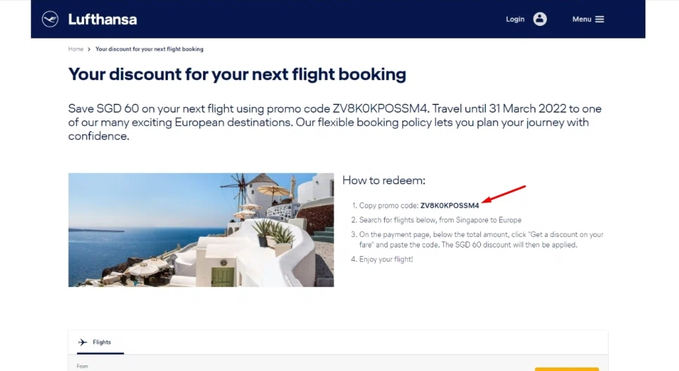 Lufthansa DE checkout page showing Lufthansa DE promo code box | Screenshot taken by SimplyCodes community member on Sep 6, 2022
