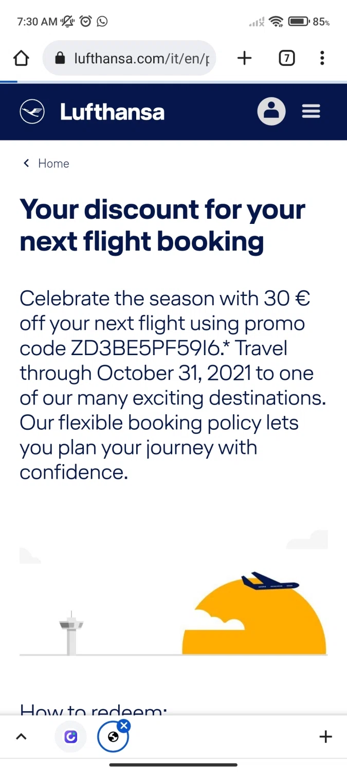 Lufthansa DE checkout page showing Lufthansa DE promo code box | Screenshot taken by SimplyCodes community member on Mar 6, 2023