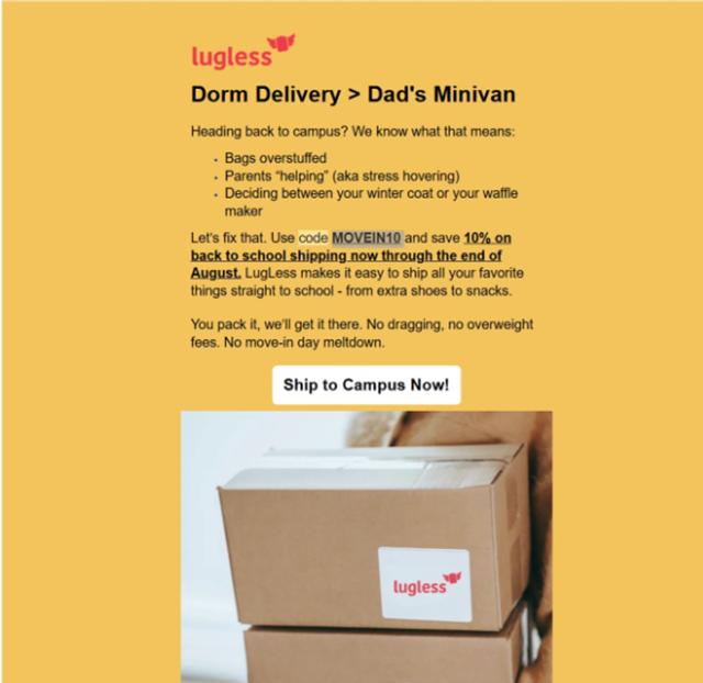 LugLess checkout page showing LugLess promo code box | Screenshot taken by SimplyCodes community member on Aug 26, 2025