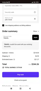 TRAVEL coupon verification screenshot