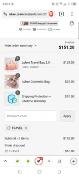 TRAVEL coupon verification screenshot